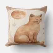 Boho Moon Cat Design クッション (正面)