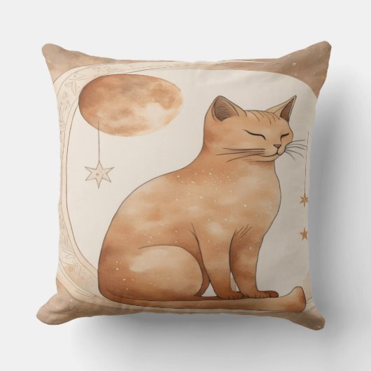 Boho Moon Cat Design クッション (正面)