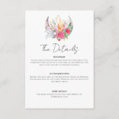 Boho Moon Crystals羽ピンクの花結婚の花 エンクロージャーカード (正面)