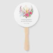 Boho Moon Crystals羽ピンクの花結婚の花 ハンドファン (裏面)