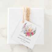Boho Moon Crystals羽ピンクの花結婚の花 フェイバータグ (インサイチュ)