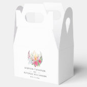 Boho Moon Crystals羽ピンクの花結婚の花 フェイバーボックス (オープン)