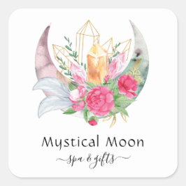 Boho Moon Crystals羽フラワーズ名刺 スクエアシール