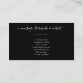 Boho Moon Crystals羽毛ピンクの花フォト 名刺 (裏面)