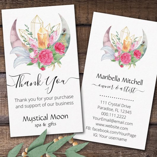 Boho Moon Crystals羽花ありがとう 名刺