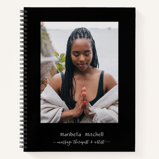 Boho Moon Crystals羽花縦写真 ノートブック (正面)