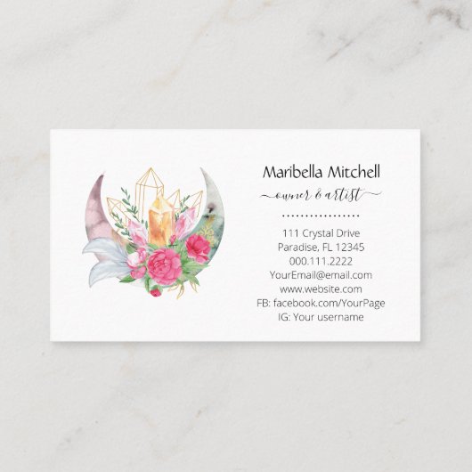 Boho Moon Crystals羽花Horizontal Bus 名刺 (裏面)