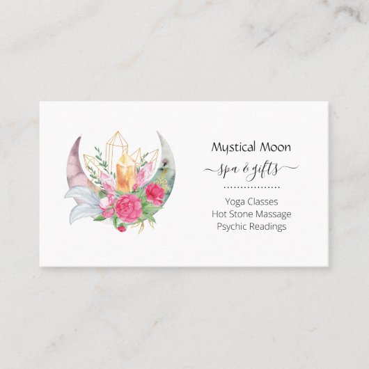 Boho Moon Crystals羽花Horizontal Bus 名刺 (正面)