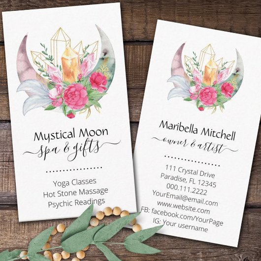 Boho Moon Crystals花の羽 名刺