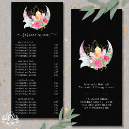 Boho Moon Crystals Feather Services価格表 ラックカード