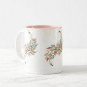 "Boho Moon Floral Mug, Macrame & Feather Cup ツートーンマグカップ (正面左)