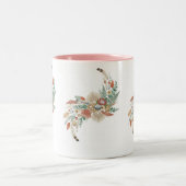 "Boho Moon Floral Mug, Macrame & Feather Cup ツートーンマグカップ (中央)