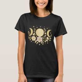 Boho Moon Floral Shirt – Spiritual Astrology Tee Tシャツ