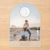 Boho Moon Star Save The Date Arch Photo 結婚's アクリル招待状 (正面)