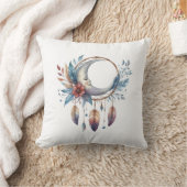 Boho Moon Throw Pillow クッション (ブランケット)