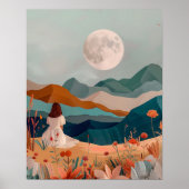 Boho Moonlit Desert Landscape Wall Art Print ポスター (正面)