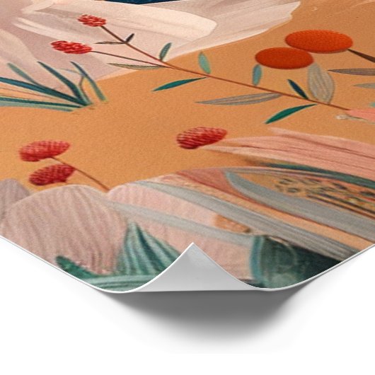 Boho Moonlit Desert Landscape Wall Art Print ポスター (角)