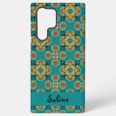 Boho Moroccan Tile Blue and Gold Samsung Galaxyケース (裏面)