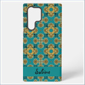 Boho Moroccan Tile Blue and Gold Samsung Galaxyケース