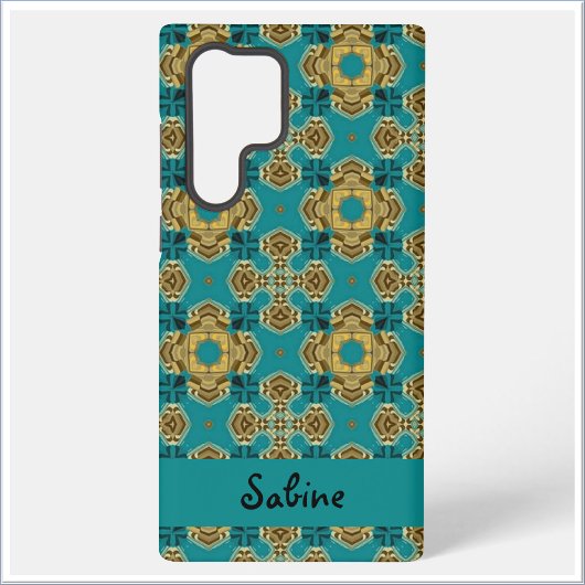 Boho Moroccan Tile Blue and Gold Samsung Galaxyケース