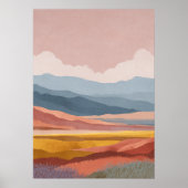 Boho Mountains Landscape Colorful Dreamy Retro ポスター (正面)