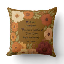 Boho Mr & Mrs Floral Throw Pillow Gift