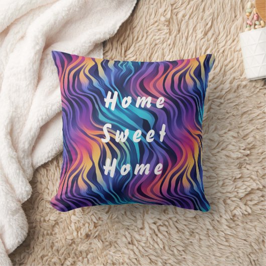 Boho Multicolor Swirly Wavy Cushion Pillow クッション (ブランケット)