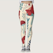 Boho Mushrooms & Butterflies Leggings レギンス (正面)