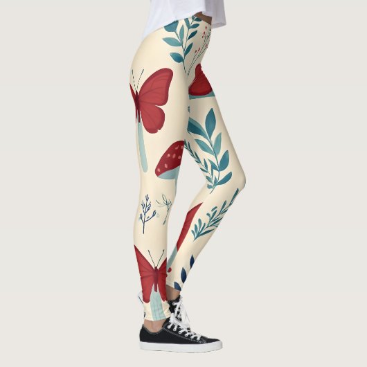Boho Mushrooms & Butterflies Leggings レギンス (右)