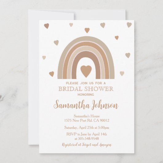Boho Muted Rainbow Bridal Shower Invitation 招待状 (正面)