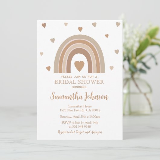Boho Muted Rainbow Bridal Shower Invitation 招待状 (スタンド正面)