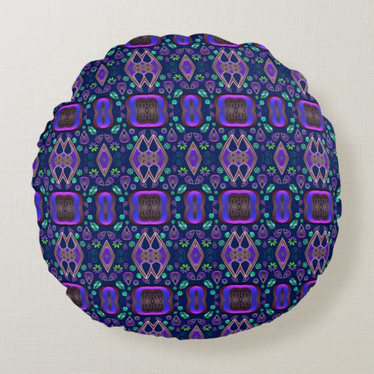 Boho My Treasure 0 Pattern ラウンドクッション (正面)