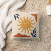 Boho Mystical Celestial Sun Face Cushion クッション (ブランケット)