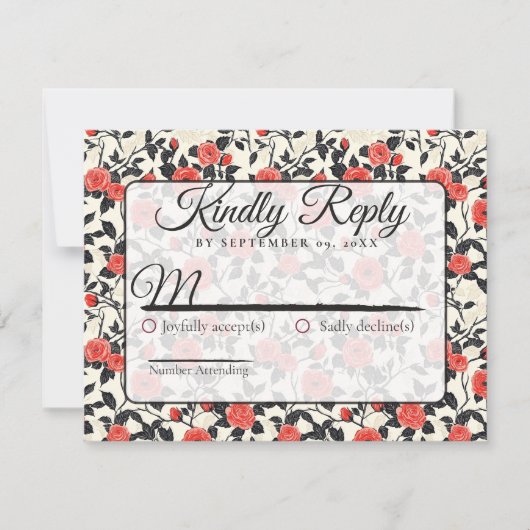 Boho Nature Rose Flower Spring Wedding Rsvp Card (正面)