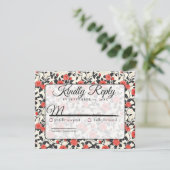 Boho Nature Rose Flower Spring Wedding Rsvp Card (スタンド正面)