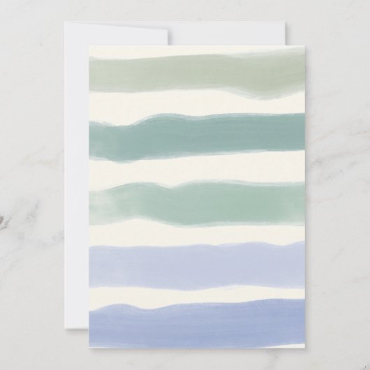 Boho Nautical Stripes Clam Shell Boy Baby Shower 招待状 (裏面)