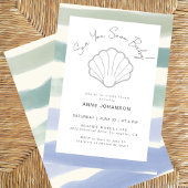 Boho Nautical Stripes Clam Shell Boy Baby Shower 招待状