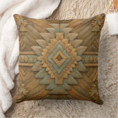 Boho Navajo Feather Pattern Throw Pillow クッション (ブランケット)