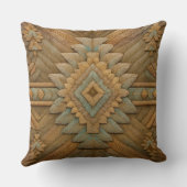 Boho Navajo Feather Pattern Throw Pillow クッション (裏面)