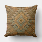 Boho Navajo Feather Pattern Throw Pillow クッション (正面)