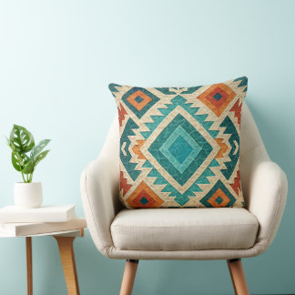 Boho Navajo Tribal Throw Pillow クッション