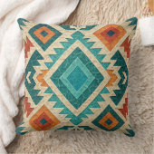 Boho Navajo Tribal Throw Pillow クッション (ブランケット)