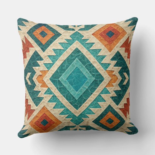 Boho Navajo Tribal Throw Pillow クッション (裏面)