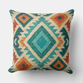 Boho Navajo Tribal Throw Pillow クッション