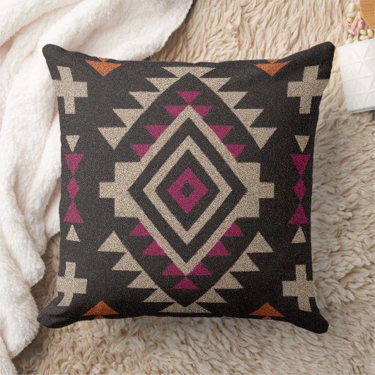 Boho Navajo Tribal Throw Pillow クッション (ブランケット)