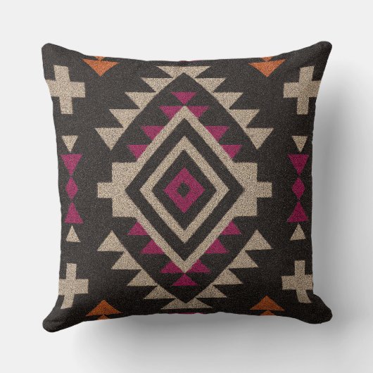 Boho Navajo Tribal Throw Pillow クッション (裏面)