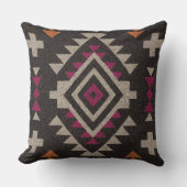 Boho Navajo Tribal Throw Pillow クッション (正面)