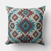 Boho Navajo Tribal Throw Pillow クッション (正面)