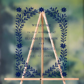 Boho Navyフローラ結婚の歓迎サイン アクリルサイン (ニュートラル)