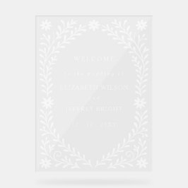 Boho Navyフローラ結婚の歓迎サイン アクリルサイン